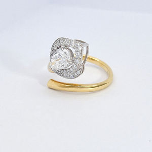 AMBER JEWELS Anillo de Compromiso con Diamante Natural de Corte Brillante, Oro Sólido de 18K, Baño de Plata, Engaste de Garras, Banda Pavé, Certificado IGI - Product Image 1