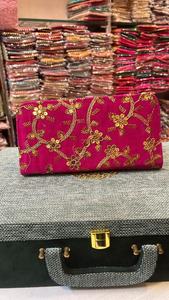Handmade Patola Silk <b>Clutch</b> Fashionable Lady-Style Metal Hand <b>Bag</b> <b>Wedding</b> Favor Party Gift or Bridal Item for Her - Product Image 4