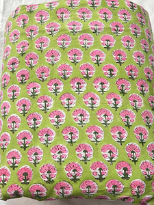 100% Cotton Hand Block Print <b>Fabric</b> Green Pink Floral Buti Sanganeri Cotton <b>Fabric</b> Indian Dress Material Jaipur Yard - Product Image 2