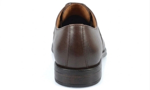 Chaussures Oxford marron unies pour hommes, à bout pointu, à lacets, en cuir véritable, semelle extérieure en caoutchouc, style marche toutes saisons - Product Image 4