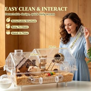 Gabbia per Animali Domestici di Piccola e Media Taglia in Stile Moderno per Allevamento, Uso Interno ed Esterno, in Acciaio, Vetro e Materiale PP con Motivo Animale - Product Image 6