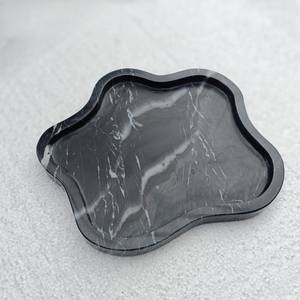 Plateau de service décoratif en pierre naturelle, marbre zèbre noir, forme irrégulière, moderne, résistant au feu, garantie 5 ans, pour cuisine et salle à manger - Product Image 5