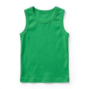 Camiseta sin mangas para niñas, cuello redondo, color sólido amarillo mostaza, ropa de verano, diseño liso teñido a la moda de BD - Product Image 3