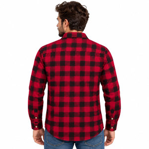 <b>Men's</b> <b>Long</b> <b>Sleeve</b> Flannel <b>Shirt</b> <b>Red</b> Black Plaid Casual Button Down Turn Down Collar Flannel <b>Shirt</b> - Product Image 4