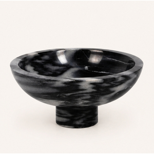 Cuenco de mármol negro con pedestal, plato central de piedra natural con base, cuenco gris hecho a mano para exhibir frutas, para decoración moderna del hogar - Product Image 5