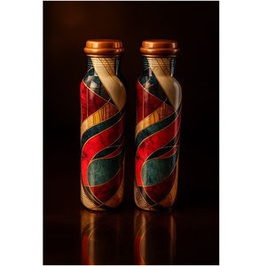 Heritage design <b>bottle</b> Bohemian Pattern <b>Metal</b> <b>Water</b> <b>Bottle</b> With Copper Lid Portable Travel Drinkware - Product Image 2