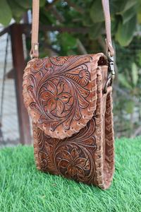 Funda de teléfono hecha a mano Patrón elegante Fundas de teléfono de cuero genuino real Fundas de teléfono móvil de alta calidad vintage personalizadas - Product Image 2