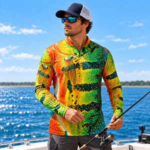 Chemise de pêche à col zippé en poly-spandex 160 GSM, marque privée, protection UPF, pour hommes, destinée aux détaillants - Product Image 3
