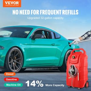 Pompa di trasferimento manuale portatile da 32 galloni di carburante su ruote rossa per auto a benzina per deposito di carburante Diesel tosaerba ATVs barche - Product Image 2
