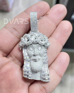 Pendentif Tête de Jésus style Hip Hop, entièrement serti de diamants, en argent 925, micro-pavé, en moissanite, pendentif religieux - Product Image 1