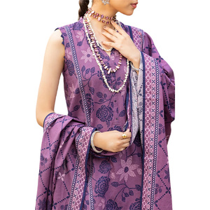 Ensemble Salwar Kameez pakistanais tendance pour femmes, robe en tissu imprimé de designer, 3 pièces, dernière collection d'été - Product Image 3