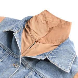 Chaqueta de mezclilla con diseño patchwork de burbujas para mujer, estilo otoño-invierno, para combinar con jeans - Product Image 6