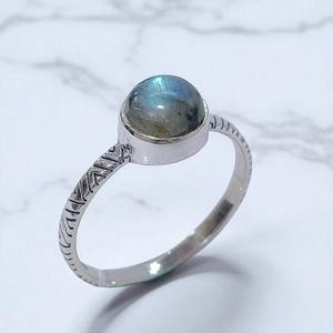 Bagues en argent sterling 925 avec pierres précieuses naturelles turquoise et labradorite, style classique, sertissage clos, bagues de mariage pour femmes, vente en gros - Product Image 3