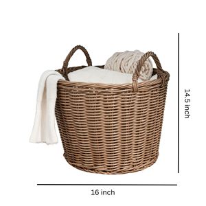 Cesto di vimini in resina intrecciata marrone cioccolato 16 \ "X 16 \" X 14.5 \ "per asciugamani porta vestiti decorazione per la casa - Product Image 6