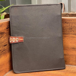 แฟ้มหนังฟอกมือแบบมีซิป3ห่วงสำหรับธุรกิจหนังวัวขนาด A4พกพาได้ดีไซน์ใหม่ - Product Image 5