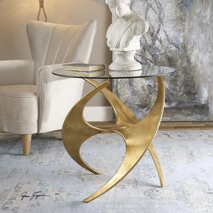 Mesa de Centro de Metal Contemporánea con Superficie Metálica, Moderna y Decorativa, No Plegable, Mueble para Sala de Estar, Garantía N/a, M F INTERNATIONAL - Product Image 4