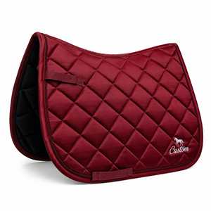 Almohadilla de Silla de Montar Acolchada Borgoña Personalizada, Tejido de Satén Transpirable, Malla Unisex, Aplique de Logotipo Frontal, Impresión Digital, 140g - Product Image 1