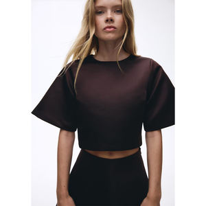 Vêtements de sport athlétiques pour femmes, tenue de sport pour la gym, haut court de yoga, débardeur, t-shirt de sport à manches courtes pour femmes, décontracté, OEM - Product Image 2