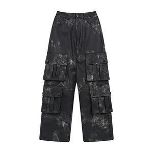 Pantalon cargo vintage délavé, style streetwear ample, pantalon cargo en coton, pantalon cargo utilitaire multi-poches en twill - Product Image 3
