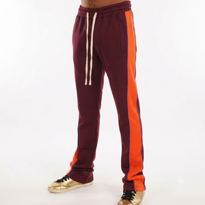 Pantalon de survêtement décontracté pour homme, marron et orange, avec bande latérale, taille élastique, cordon de serrage, respirant, en maille, pour l'automne - Product Image 1