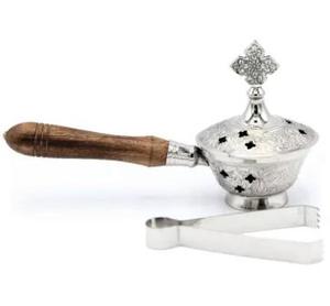 AG Metal Exports AGM-0073-F Quemador de Incienso Decorativo Religioso de Metal y Sándalo Terapéutico, Acabado Dorado Antiguo, Estilo Árabe - Product Image 2