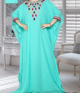 Abaya Islámica Verde Bordada hasta el Tobillo para Mujer, Cuello Alto, Manga Larga, Modesta, para Bodas en el Medio Oriente, Poliéster, Corte Regular, Tallas Grandes - Product Image 2