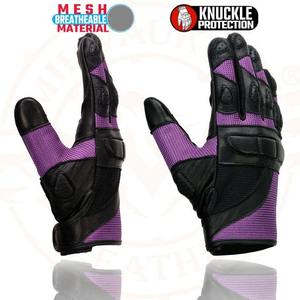 Gants de moto en cuir pleine main Violet Storm Pro avec protection rigide des articulations et panneaux en maille respirante – Prix compétitif - Product Image 3