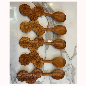 Cuillère en bois sculptée à la main du Vietnam |   Cuillère à café en bois naturel, ustensile de cuisine fait main - Product Image 1