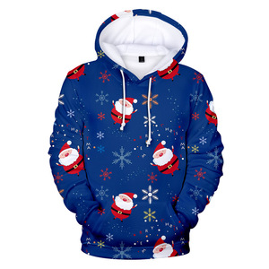 Men's Red <b>Christmas</b> Reindeer Printed Hoodie Casual Pullover Sweatshirt with Pocket Winter Graphic Top - Product Image 3