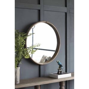 Specchio da Parete Rotondo in Legno da 28 Pollici, Elegante Decorazione per Bagno o Soggiorno, Facile da Montare - Product Image 3