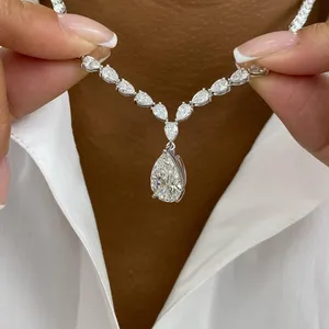 สร้อยคอเพชรทรงลูกแพร์ Tishya Diamond 19.6 กะรัต รับรองโดย IGI ทองคำขาว 14K สร้อยคอเพชรเทียมทรงลูกแพร์สุดหรูสำหรับผู้หญิง - Product Image 6