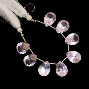 Cuarzo AAA de 12x16 mm, facetado en forma de pera, briolette, rosa natural, piedra semipreciosa hidro, corte cóncavo, cuentas sueltas para joyería. - Product Image 4