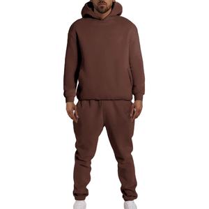Survêtements de jogging unisexe en coton épais en molleton pour hommes survêtements décontractés avec logo personnalisé avec capuche ensemble sweat à capuche uni et joggers pour hommes - Product Image 1