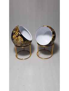 Maceta Grande de Cerámica Moderna y Lujosa con Soporte de Metal Dorado, Ecológica, Negra y Dorada, Decorativa para Interiores (12 Pulgadas) - Product Image 2