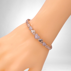 Bracelet en forme de cœur plaqué or Rose pour femmes, bijoux romantiques en strass et cristal, cadeau - Product Image 2