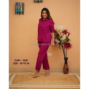 Beautiful Heavy Cotton Slub / Cotton Flex (खादी) Best Quality Fabric Cordset ( Short Length Shirt - 29”) With <b>Wooden</b> <b>Buttons</b> & L - Product Image 3