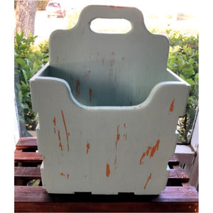 Custom Rustic Wood <b>Table</b> Organizer Antique Finished Garden Plant Tool <b>Caddy</b> Farmhouse Countertop Cutlery Condiment Storage Box - Product Image 3