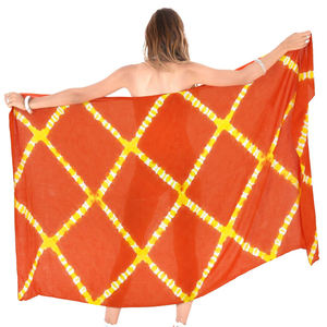 Conjunto de bikini de dos piezas para mujer, de cintura alta, con pareo de playa, traje de baño estampado de malla, 100% poliéster, estilo coreano - Product Image 6