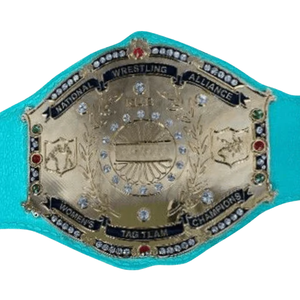 Cinturón de Campeonato de Lucha Libre Femenina de la National Wrestling Alliance, Chapado en Oro con Gemas, Correa Turquesa, Cinturones de Título Coleccionables - Product Image 2