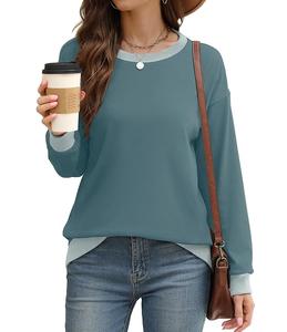 Sudadera de Algodón para Mujer, de Lujo, Manga Larga, Cuello Redondo, Hombros Caídos, Color Sólido, Cómoda, Talla Grande, del Mejor Precio, de Bangladesh - Product Image 2