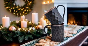 16oz Black Moscow Mule <b>Mugs</b> <b>Set</b> of 2 - Genuine Pure Copper Cups with Hammered Finish - Premium Handcrafted Metal Barware Bulk - Product Image 3