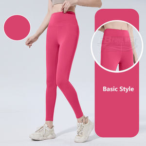 Pantalones de fitness ligeros de cintura alta para mujer, estilo europeo-americano, lisos, sin costuras, elásticos, para yoga y running - Product Image 2