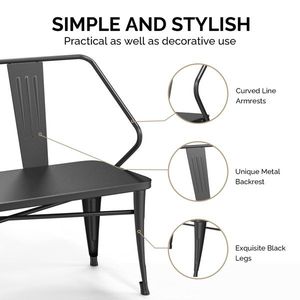 Vintage Mid Century Indoor/Outdoor Dining <b>Bench</b> <b>Metal</b> Industrial Entryway <b>Bench</b> Patio S-Style Table for Porch Patio Entryway - Product Image 2