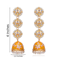 Nouveautés : Bijoux et accessoires de mode, boucles d'oreilles Jhumkas en laiton plaqué or Meenakari Kundan pour mariage et Mehndi, cadeau pour Haldi