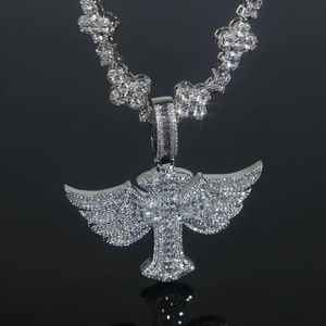 Collar de cruz de plata de ley 925 con diamantes de moissanita, joyería hip hop con incrustaciones de diamantes, colgante personalizado unisex. - Product Image 4
