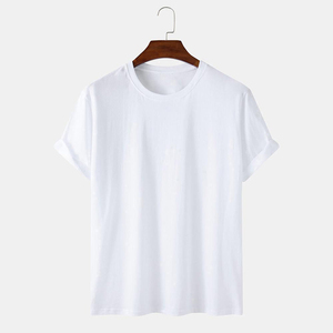 T-shirts en coton 100% pour hommes, formels, surdimensionnés, couleur unie, OEM personnalisé, de haute qualité, en tissu peigné, avec impression de logo sur le devant - Product Image 2