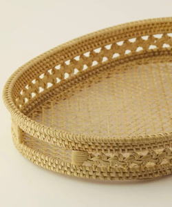 Exquisite Oval Rattan Serving Tray Wicker Tray Decorative Serving Tray <b>Rustic</b> <b>Table</b> Accent Perfect For <b>Coffee</b> <b>Table</b> Home Decor - Product Image 3