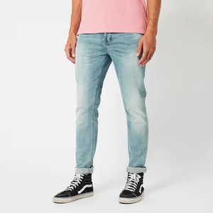 Jean en denim pour homme JH, coupe droite classique, style vintage, taille mi-haute, mélange polyester/coton, lavable, noir et blanc - Product Image 2