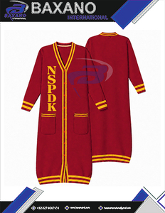 Cardigan décontracté d'hiver NSPDK Sorority, pull rouge en laine/acrylique, design unique, cardigan long décontracté pour femmes - Product Image 4