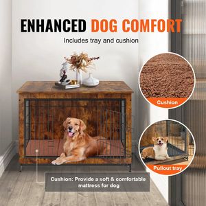 "38 Inch Wooden Double-Door <b>Dog</b> Crate End <b>Table</b> Heavy-Duty & Removable" - Product Image 6